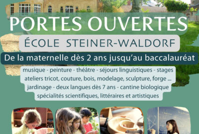 Affiche pour les portes ouvertes du 16 mars 2024 à l'école Steiner de Verrières-le-Buisson