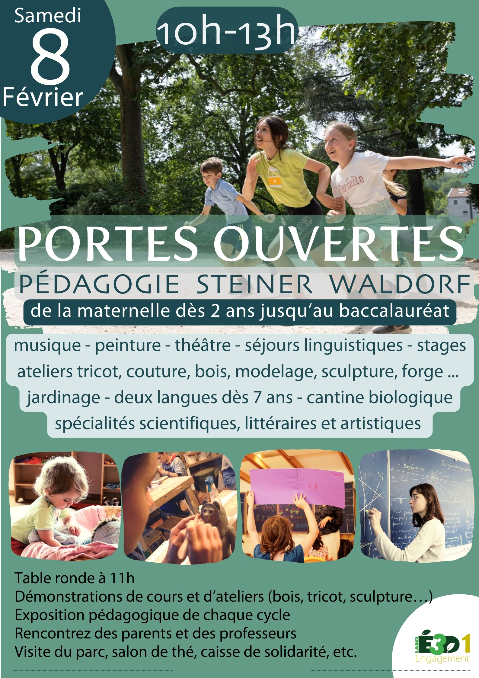 affiche pour la journée portes ouvertes école steiner de verrières-le-buisson