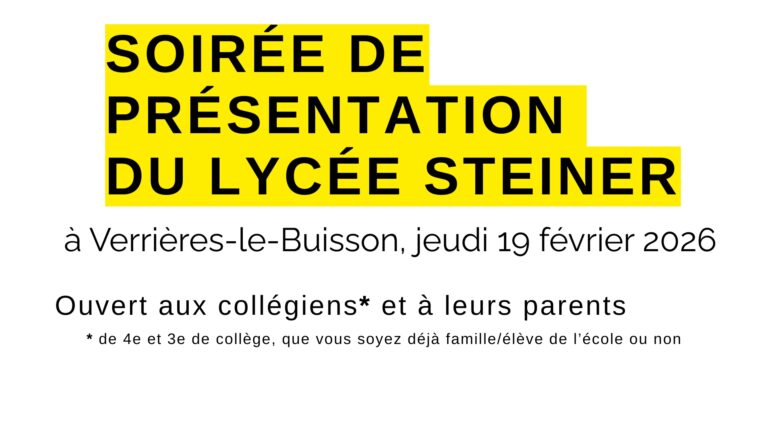 soiré info lycée 2026 école steiner verrieres lebuisson